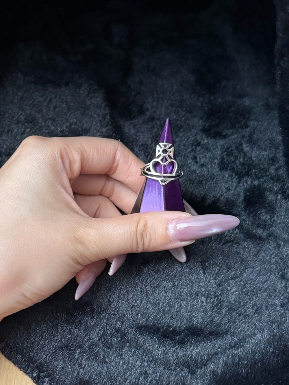 Interlocking Symbol Hollow Open Adjustable Gothic Statement Ring